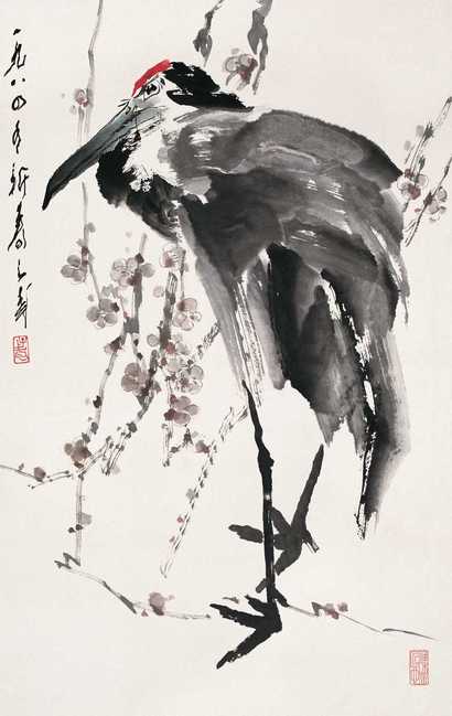 王子武 梅鹤 镜心